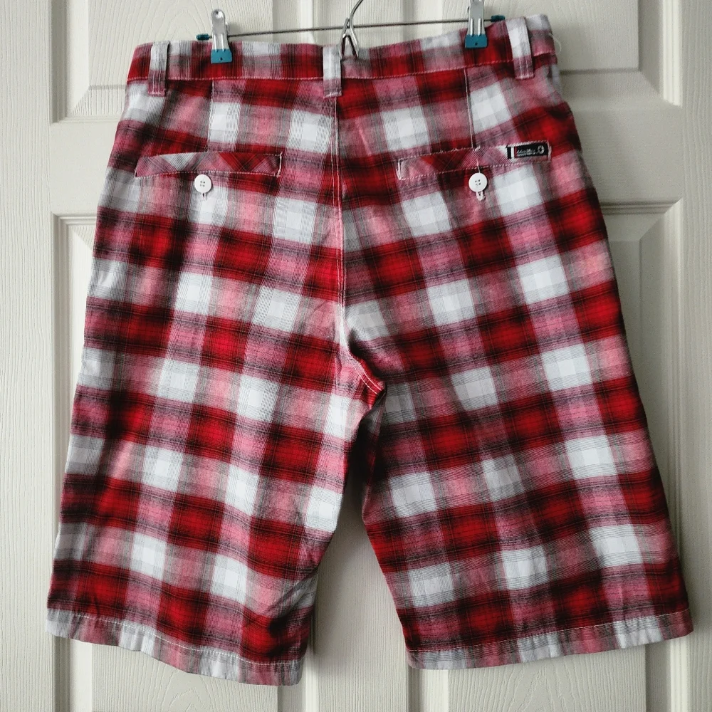 SOUTH POLE Red & White Plaid Shorts.
